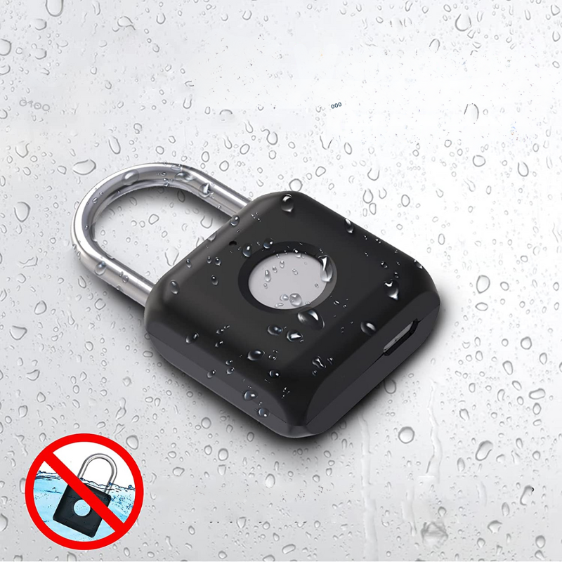 Fingerprint Padlock , Locker Lock, Smart Padlock, Bluetooth or Fingerprint Unlock, Weatherproof Outdoor Lock, for Gym, Bike, School, Fence and Storage, Padlock USB Rechargeable (Black)