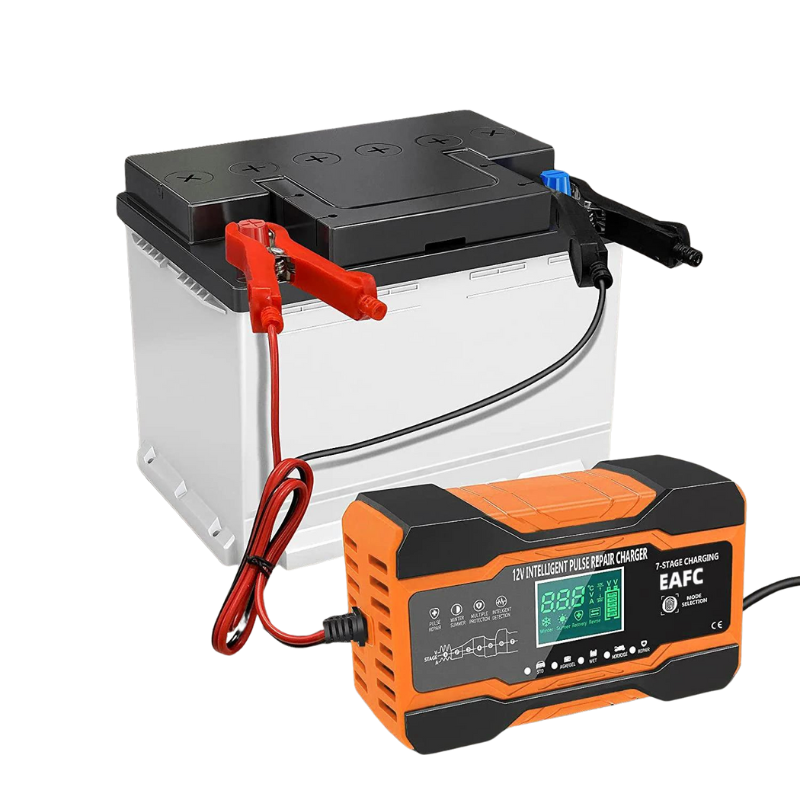 12V 24V Smart Fast Car Battery Charger - 12A/10A, 7-Stage Pulse Repair, AGM/GEL/WET Lead Acid