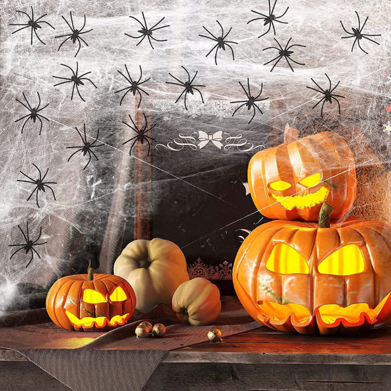 Halloween Spider Web Decoration – Stretchy Fake Cobwebs for Haunted House, Bar & Party Décor