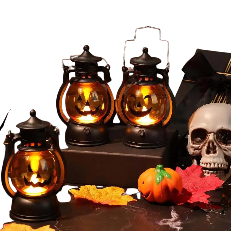 LED Halloween Pumpkin Lamp – Vintage Oil-Style Lantern Light for Party, Home & Haunted House Décor