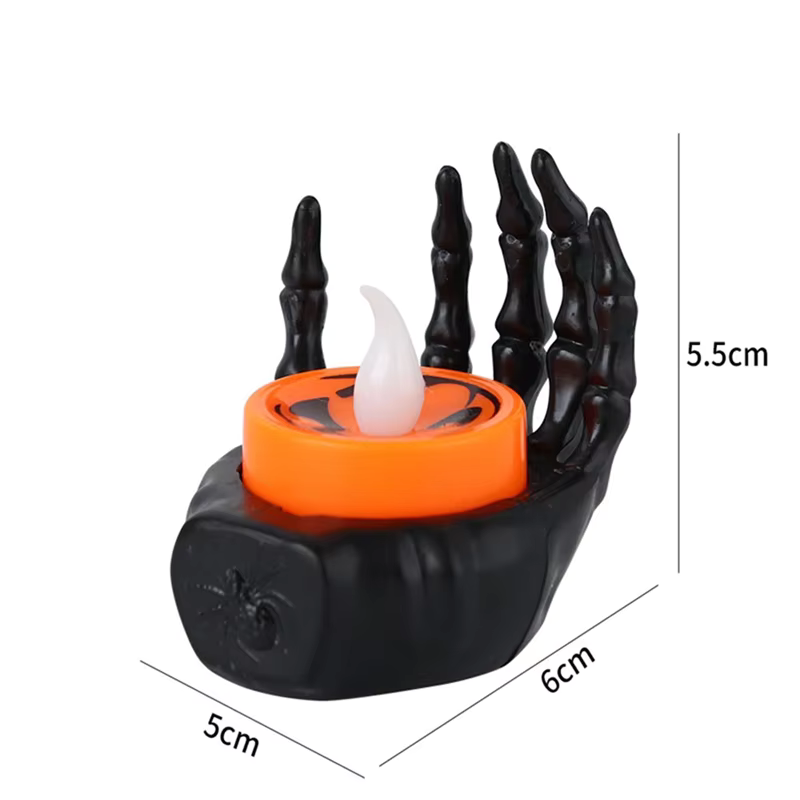 Horror Halloween Ghost Hand LED Candle Lantern – Skull, Spider & Bat Design for Home & Outdoor Décor
