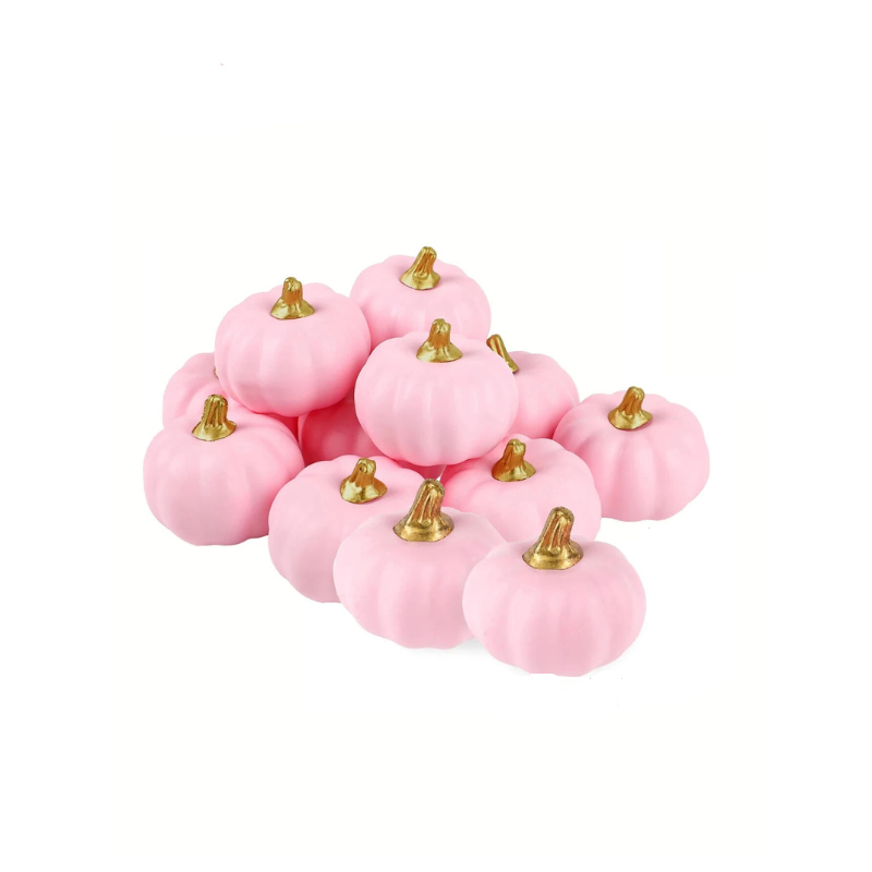 6PCS Pink Artificial Pumpkins – Decorative Fall, Halloween & Thanksgiving Ornaments for Home Décor, Table Displays & Seasonal Centerpieces