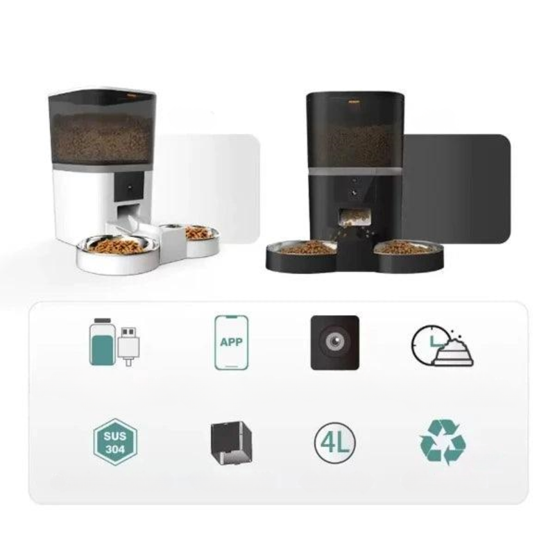 4L Automatic Smart Pet Feeder with Camera Recorder - Food Dispenser for Cats & Small Dogs