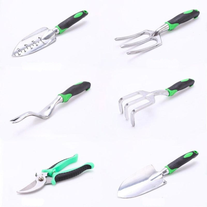 Premium 9-Piece Aluminum Alloy Gardening Tool Set – Heavy-Duty Garden Tools with Non-Slip Silicone Handles & Storage Bag