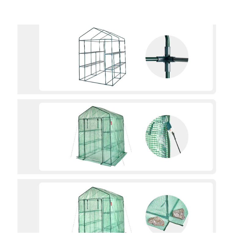 SucceBuy Walk-In Greenhouse with Shelves – Durable PE Cover, Steel Frame, Roll-Up Doors & Windows for Indoor/Outdoor Gardening & Plant Protection