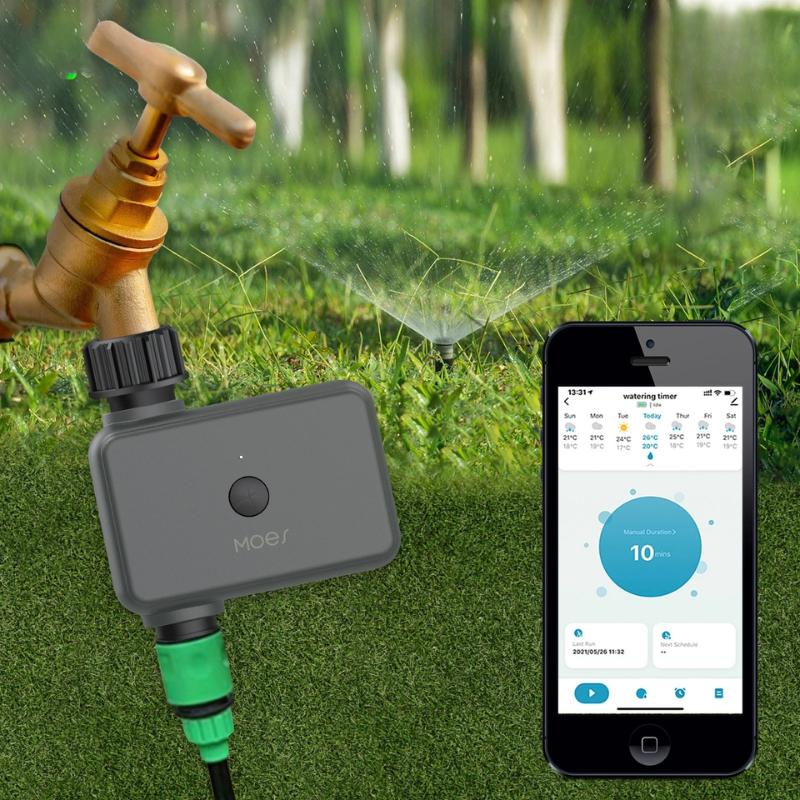 MOES Smart Bluetooth Water Timer – Tuya App Control Irrigation Valve with Washable Filter, Programmable Sprinkler Timer for Garden & Lawn