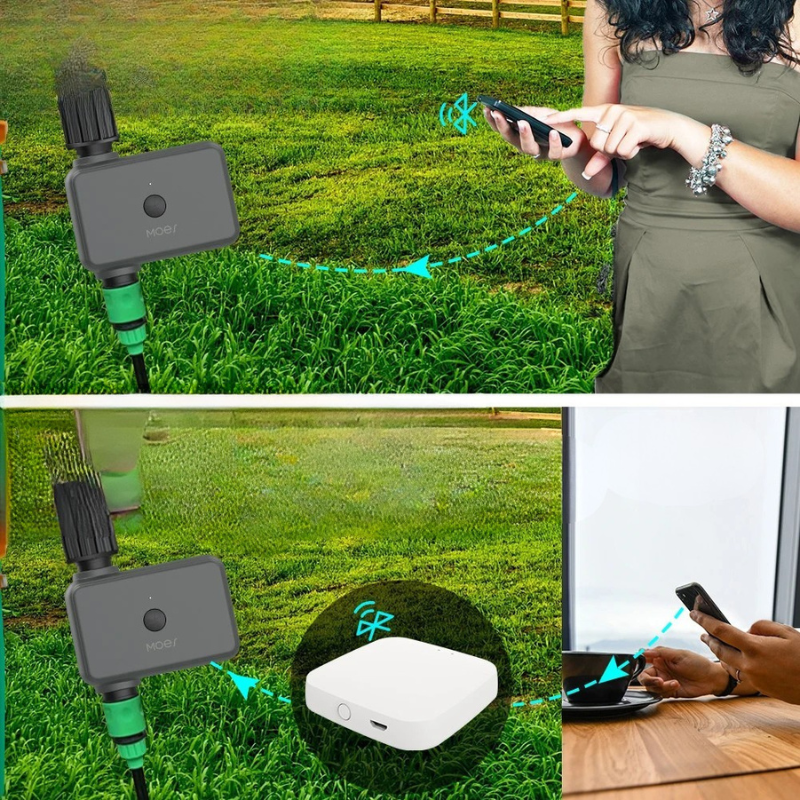 MOES Smart Bluetooth Water Timer – Tuya App Control Irrigation Valve with Washable Filter, Programmable Sprinkler Timer for Garden & Lawn