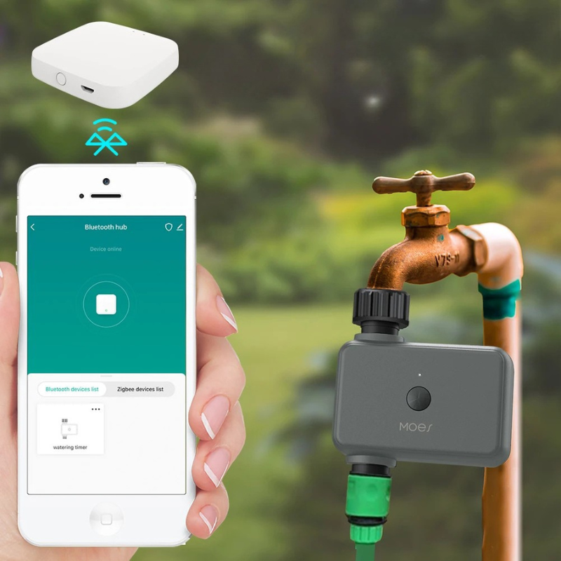 MOES Smart Bluetooth Water Timer – Tuya App Control Irrigation Valve with Washable Filter, Programmable Sprinkler Timer for Garden & Lawn