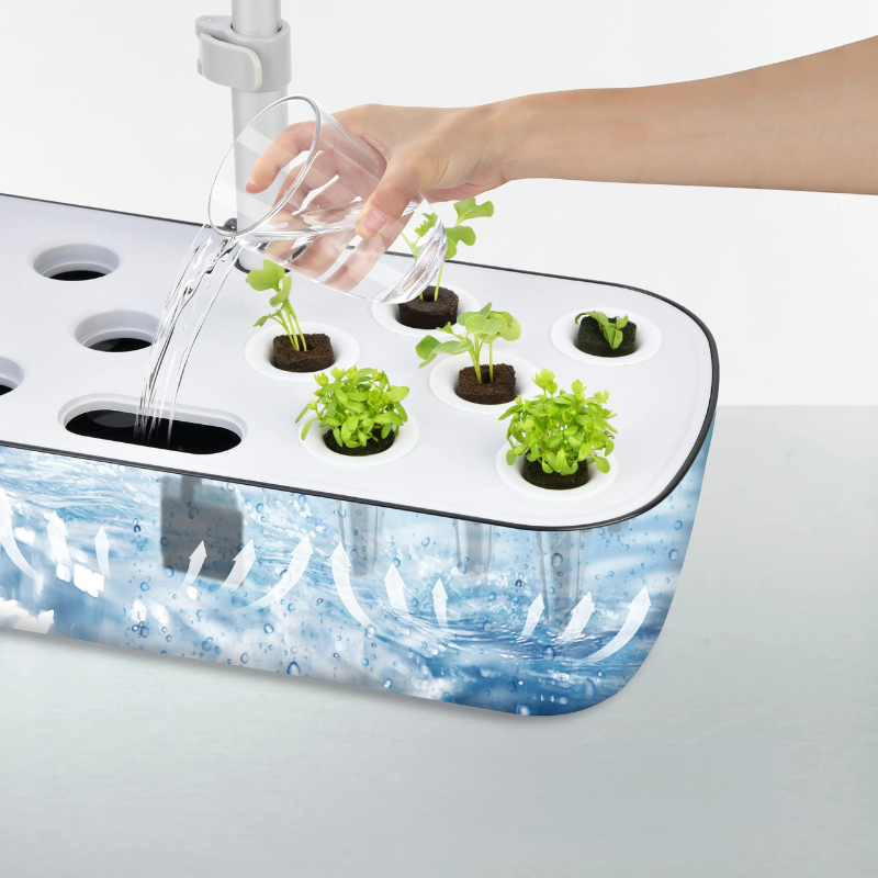 12-Pod Hydroponics Growing System – Indoor Herb Garden Kit with Adjustable Height, Automatic Timer & 20W LED Grow Light