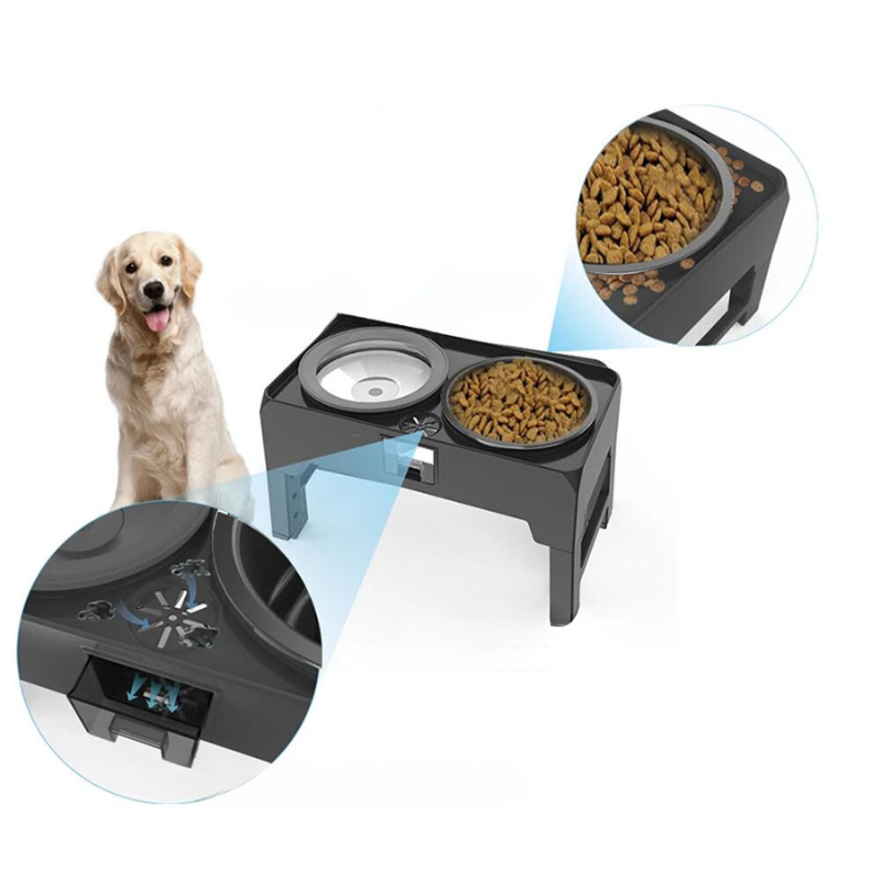 Adjustable Elevated Dog Bowl Set – Slow Feeder & No-Spill Water Bowl with Non-Slip Stand