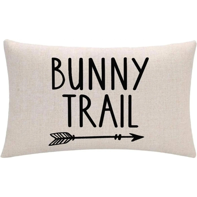 Cute Easter Bunny Eggs Decorative Pillow Cover – Linen, 30x50cm for Sofa, Chair, Bed, or Car
