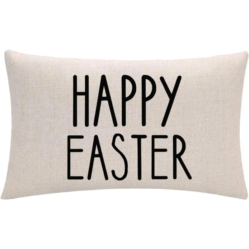 Cute Easter Bunny Eggs Decorative Pillow Cover – Linen, 30x50cm for Sofa, Chair, Bed, or Car