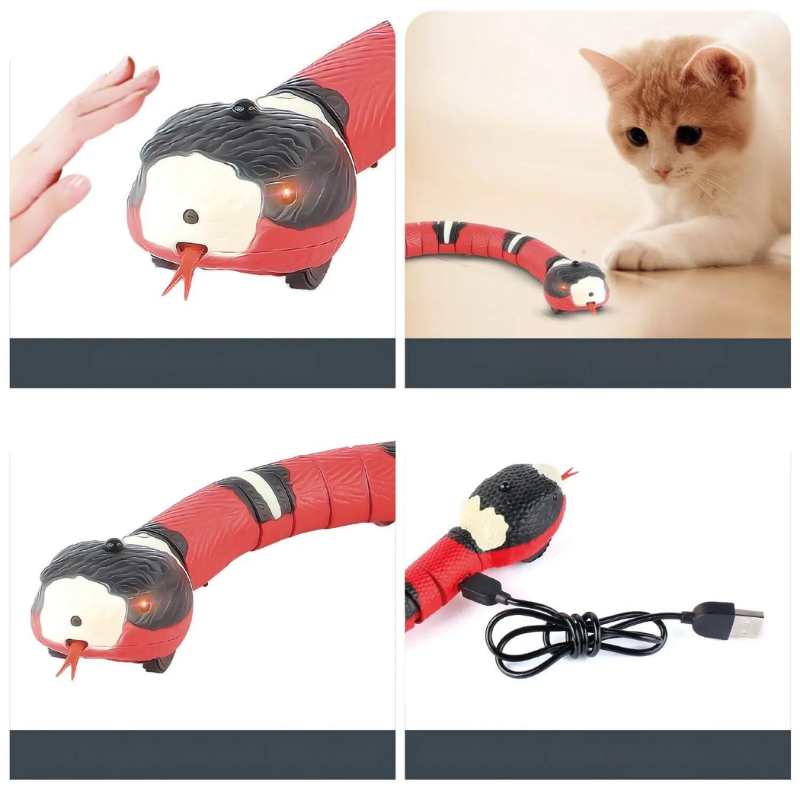 Smart Sensing Snake Cat Toy – USB Rechargeable Interactive Teaser for Indoor Cats & Kittens