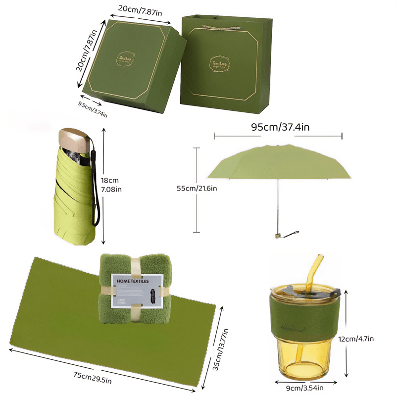 3-Piece Gift Set for Women: Personalized UV Umbrella, Cup, and Towel - Includes Elegant Gift Box and Handbag - Perfect for Festivals and Special Occasions - novelvine