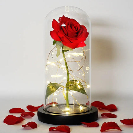 Eternal LED Rose in Glass Dome - Perfect for Valentine's & Mother's Day, Romantic Forever Rose Gift - novelvine