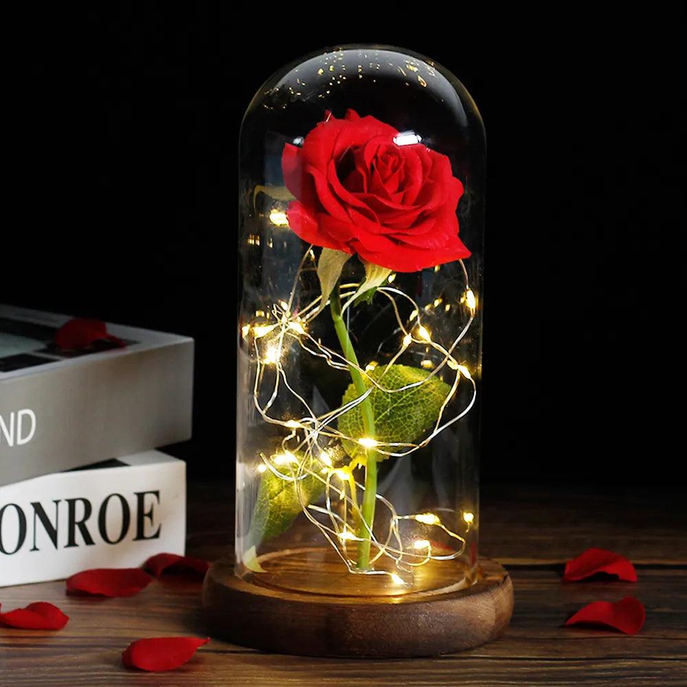 Eternal LED Rose in Glass Dome - Perfect for Valentine's & Mother's Day, Romantic Forever Rose Gift - novelvine
