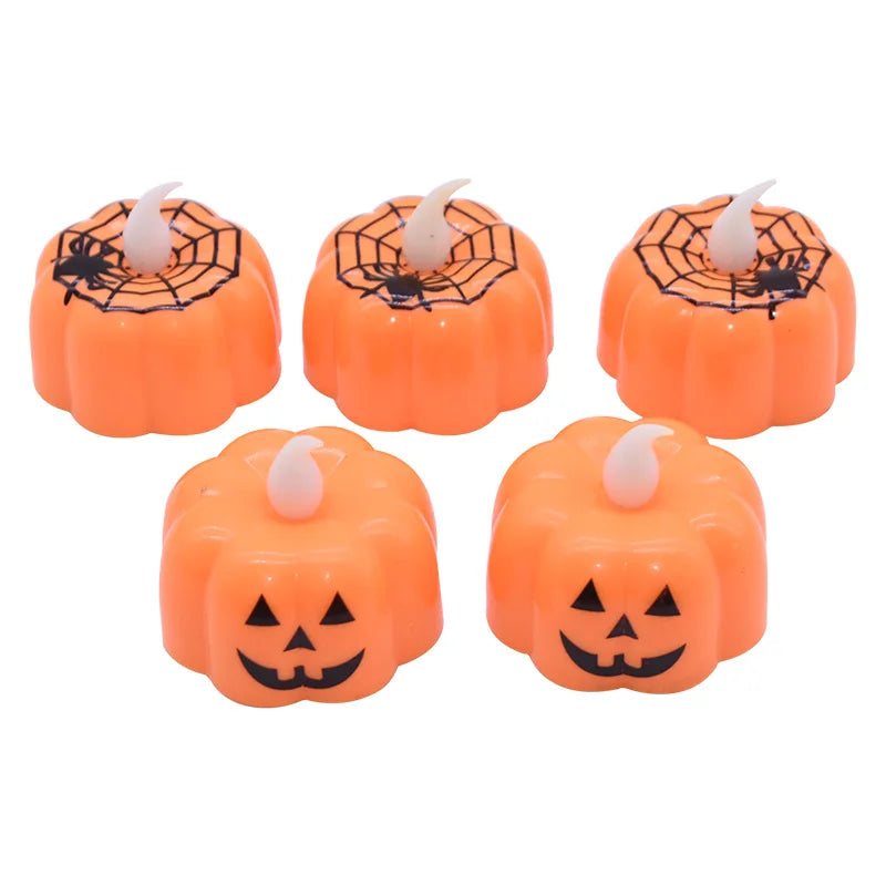 6 Pcs LED Pumpkin Lights – Flameless Flickering Lamps for Halloween Party & Home Decorations