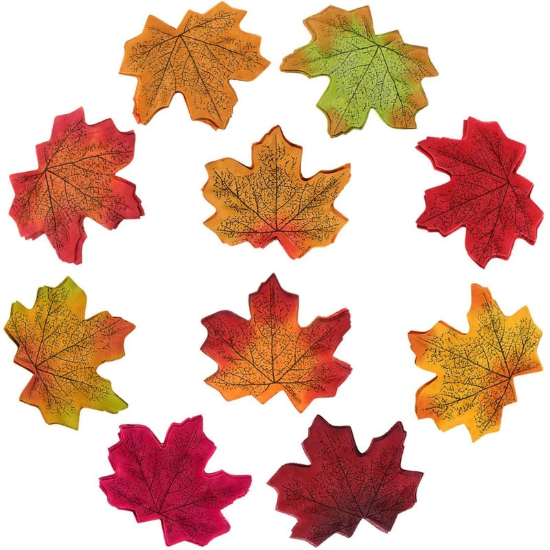 100pcs Artificial Maple Leaves – Realistic Fall Leaf Decorations for Thanksgiving, Halloween, Christmas, Weddings & Party Table Décor