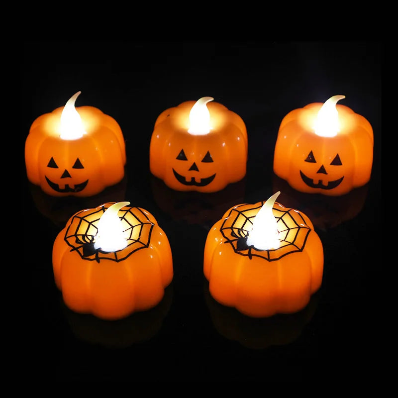 6 Pcs LED Pumpkin Lights – Flameless Flickering Lamps for Halloween Party & Home Decorations