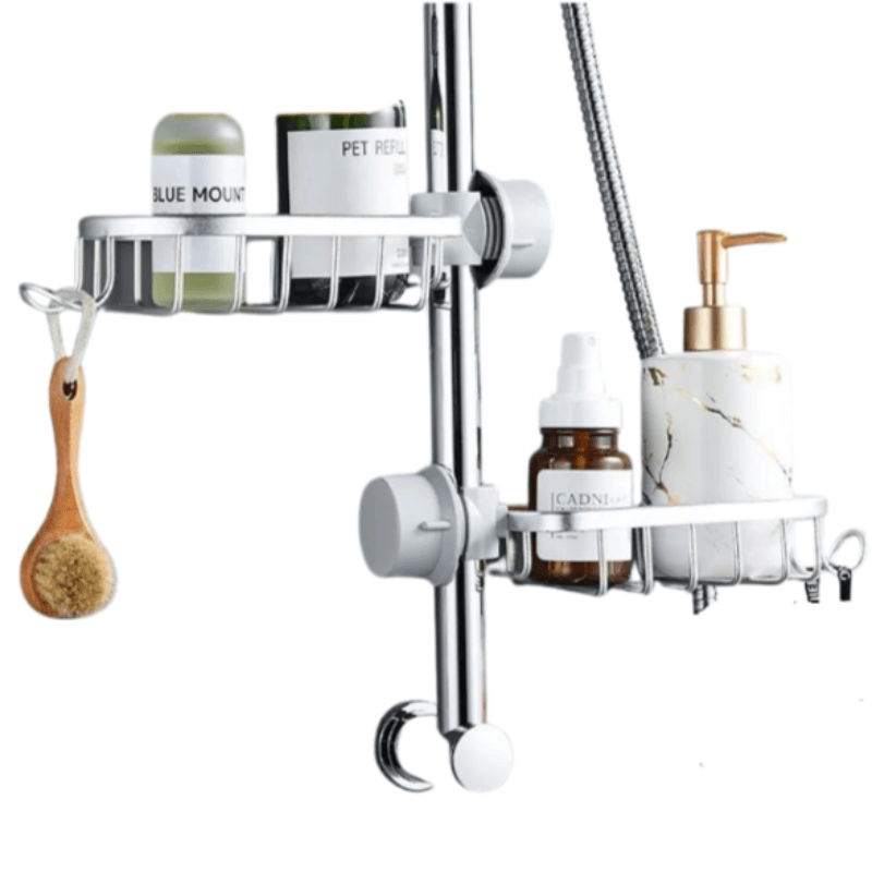 Bathroom Shelves Shower Rack Aluminum Basket For Shampoo Soap Bathroom Storage Adjustable Kitchen Faucet Sink Rag Holders - novelvine