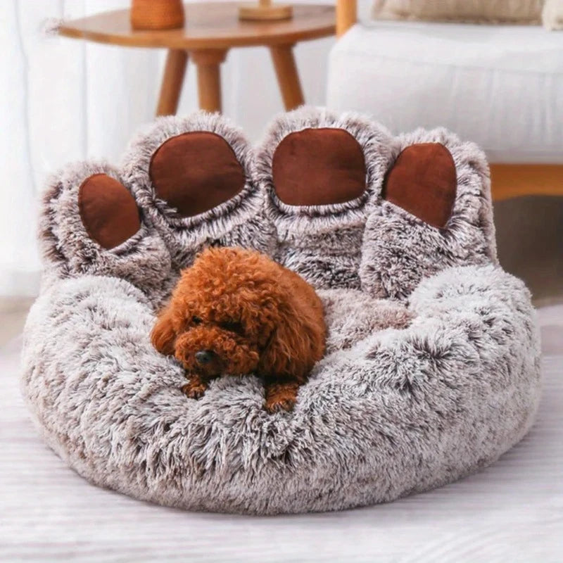 Soft Fluffy Bear Paw Pet Bed – Cozy Dog & Cat Sofa for Small to Large Pets