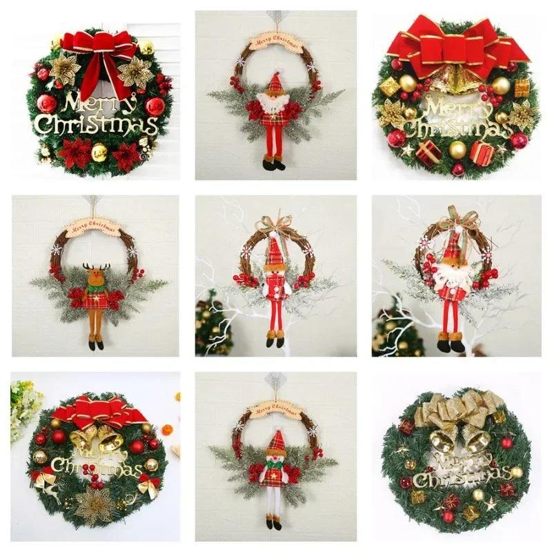 Christmas Wreath with Pinecones Red Berries Ribbon Snowflake for Front Door Christmas Party Decor Winter Outdoor Indoor 1pack - novelvine
