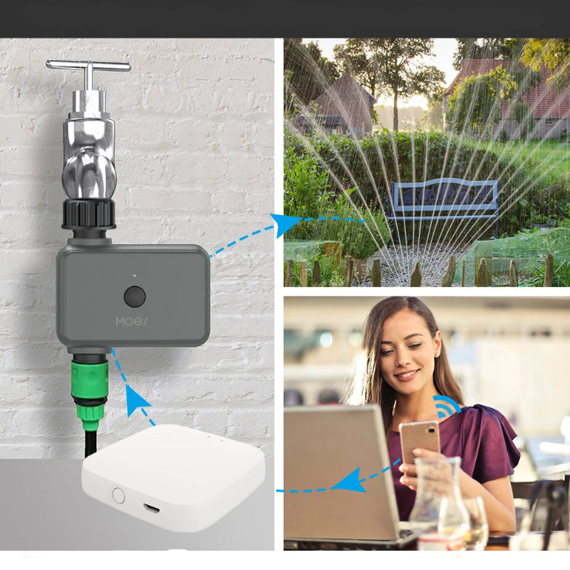 MOES Smart Bluetooth Water Timer – Tuya App Control Irrigation Valve with Washable Filter, Programmable Sprinkler Timer for Garden & Lawn