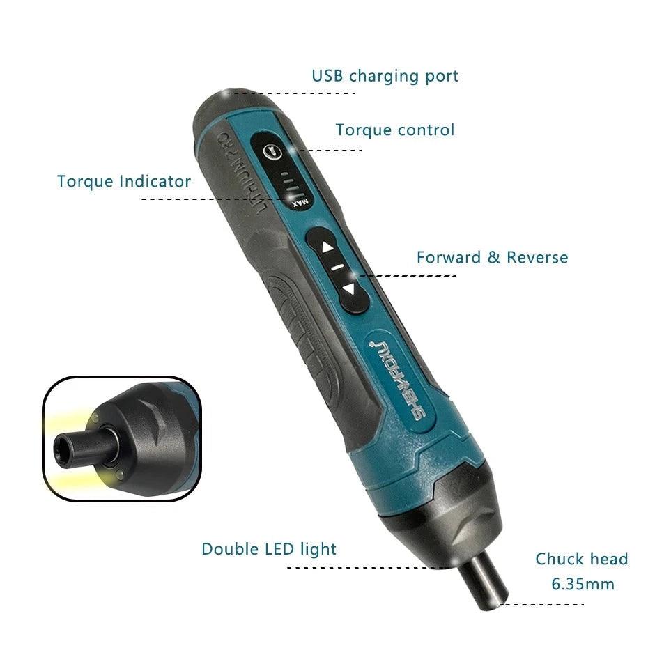 Cordless Electric Screwdriver Rechargeable 1300mah Lithium Battery Mini Drill 3.6V Power Tools Set Household Maintenance Repair - novelvine