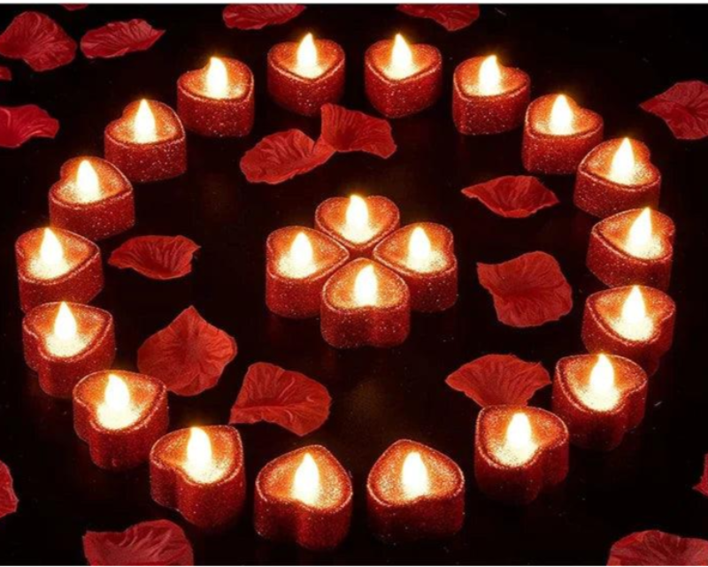 Love Heart Shape LED Tealight Candles Battery Operated Love Candle Electric Tea Lights for Valentine's Day Wed Party Decor - novelvine