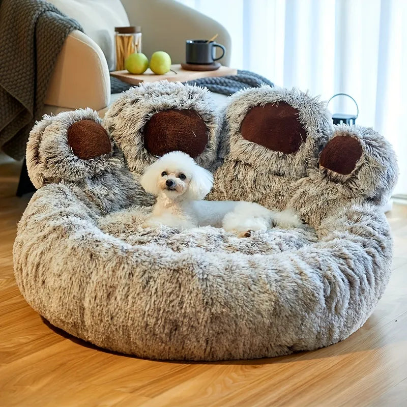 Soft Fluffy Bear Paw Pet Bed – Cozy Dog & Cat Sofa for Small to Large Pets