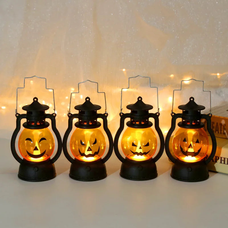 LED Halloween Pumpkin Lamp – Vintage Oil-Style Lantern Light for Party, Home & Haunted House Décor