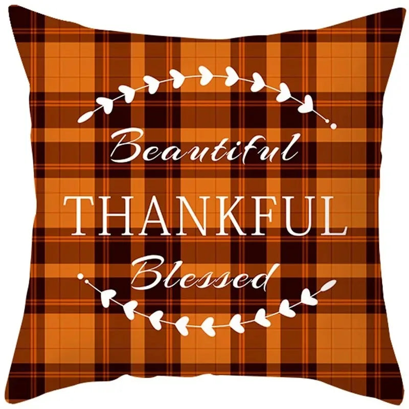 Autumn Maple Leaf Pumpkin Throw Pillow Cover – 45x45cm Fall Cushion Case for Home Décor & Thanksgiving Decorations