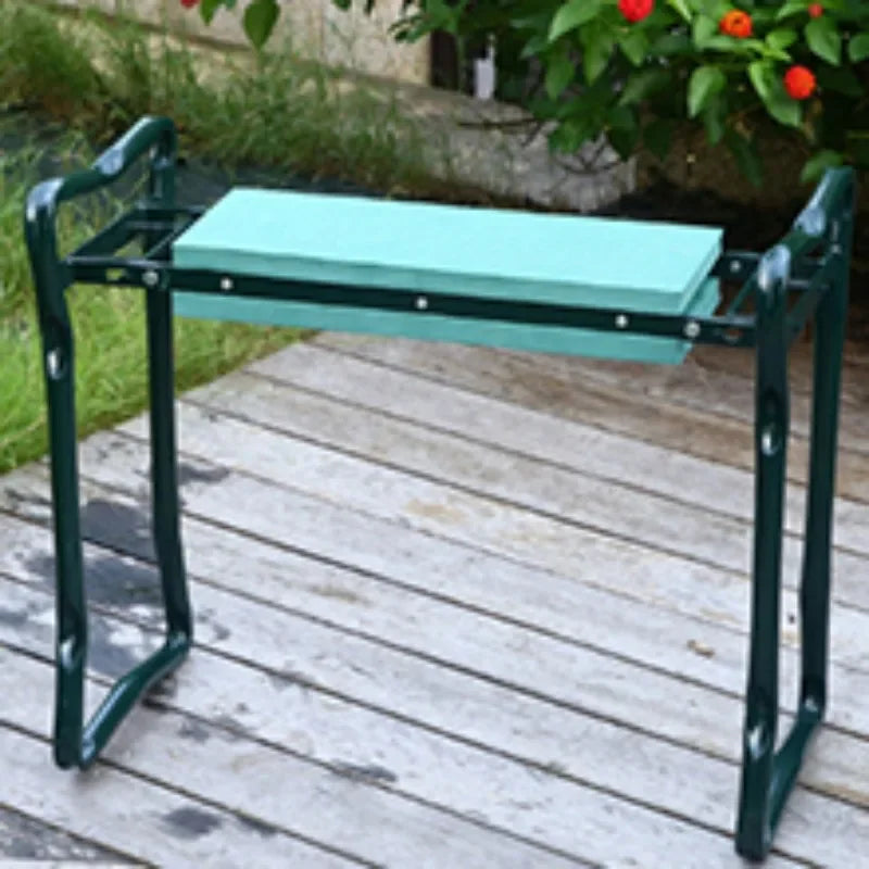 Foldable Garden Kneeler and Seat with Thicker Foam Pad – Heavy Duty Green Bench with Tool Pouch – Multi-Purpose Gardening & Fishing Stool Gift