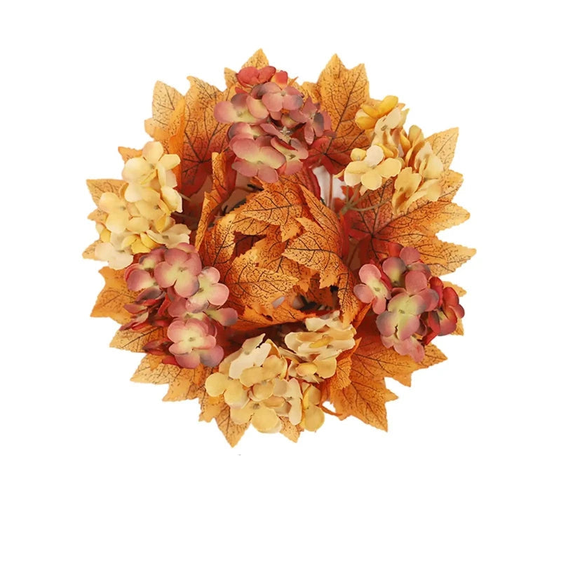 Fall Candle Ring Wreaths – Artificial Maple Leaves Candle Holder for Thanksgiving & Autumn Centerpiece Décor | Elegant Living Room Decoration