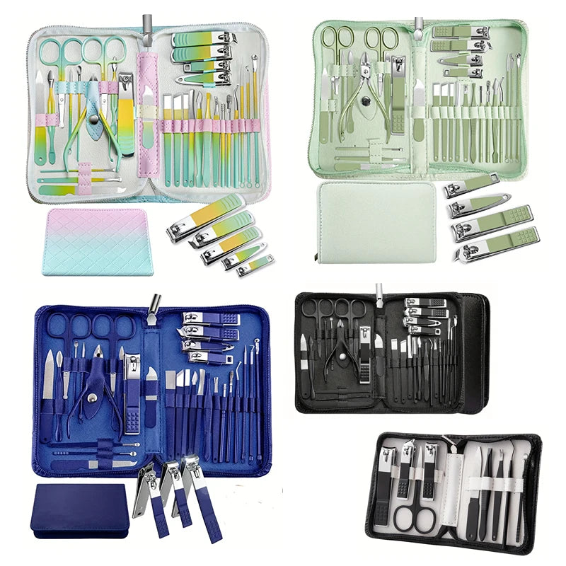 30-Piece Professional Nail Clippers Manicure & Pedicure Set with Portable Travel Case β Stainless Steel Cuticle Nippers & Precision Nail Care Kit