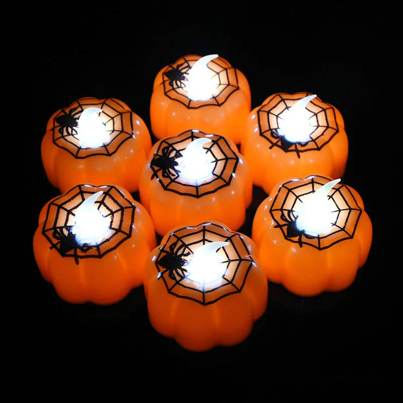 6 Pcs LED Pumpkin Lights – Flameless Flickering Lamps for Halloween Party & Home Decorations