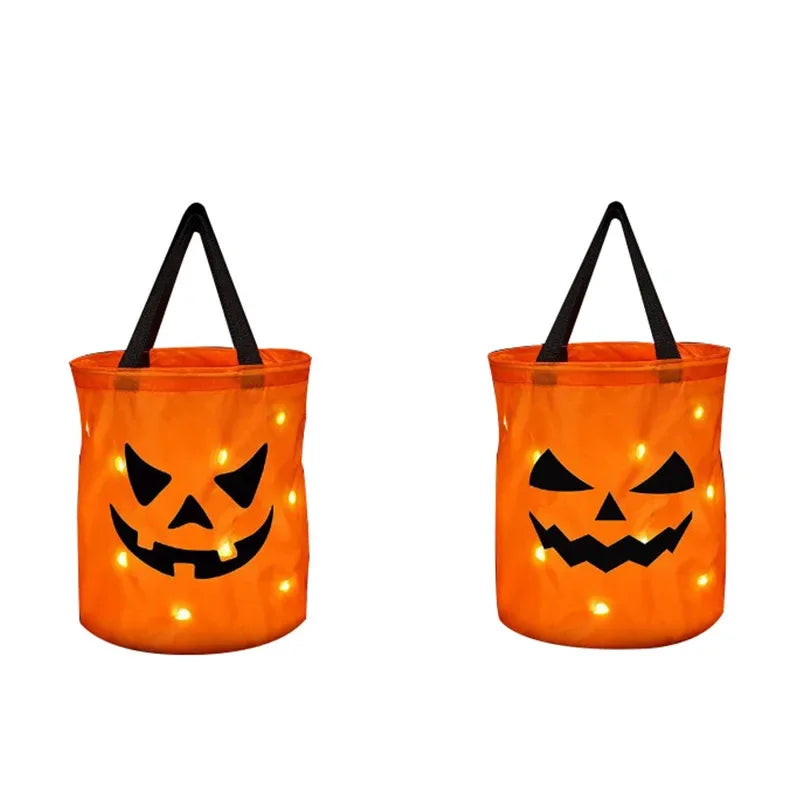 LED Halloween Pumpkin Candy Bucket – Collapsible Trick or Treat Bag & Party Gift Basket