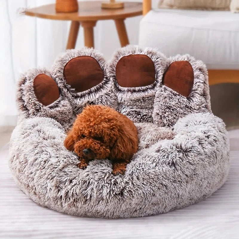 Soft Fluffy Bear Paw Pet Bed – Cozy Dog & Cat Sofa for Small to Large Pets