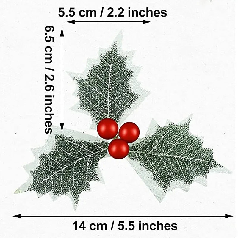 Christmas Holly Leaves & Red Berries – Artificial DIY Wreath Décor for Home, Party, Xmas Tree & New Year Gifts