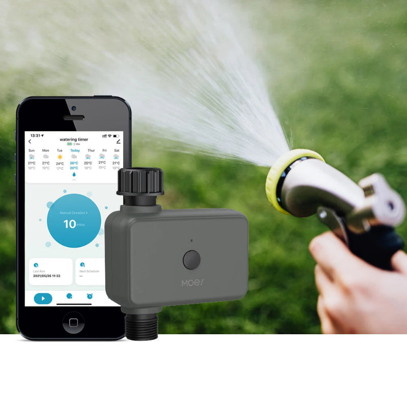 MOES Smart Bluetooth Water Timer – Tuya App Control Irrigation Valve with Washable Filter, Programmable Sprinkler Timer for Garden & Lawn