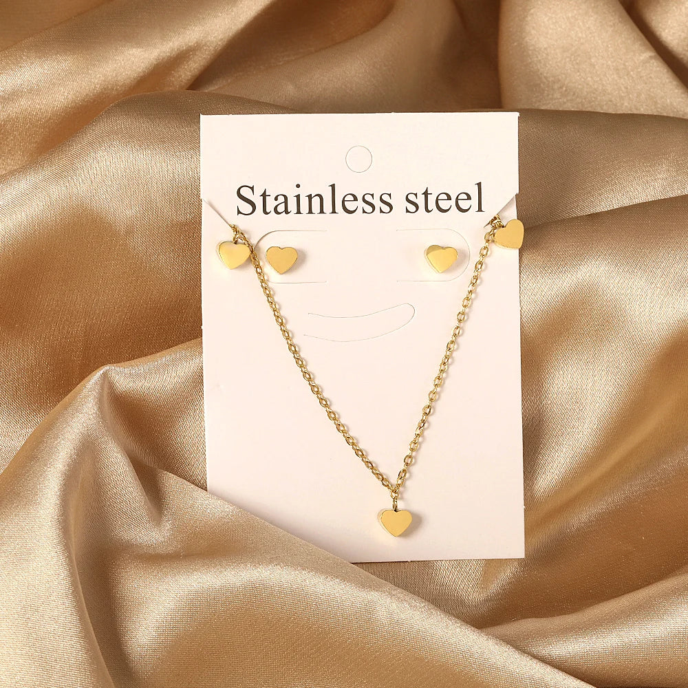 Luxury Water Drop Choker Necklace & Earrings Set – Stainless Steel Women’s Jewelry for Wedding & Special Occasions