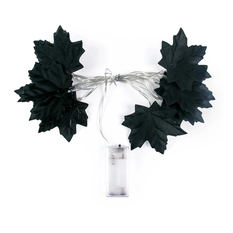 Autumn Maple Leaf & Pumpkin Garland with LED Lights – Fall Harvest, Thanksgiving & Halloween Home Décor