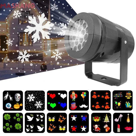 Christmas Party Lights Snowflake Laser Projector Led Stage Light Rotating Xmas Pattern Outdoor Holiday Lighting Garden Decor - novelvine