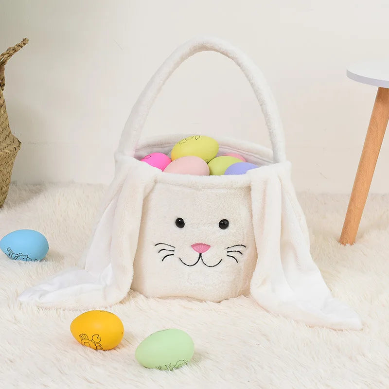 Large Bunny Storage Basket – Plush Easter Rabbit Candy & Gift Bag