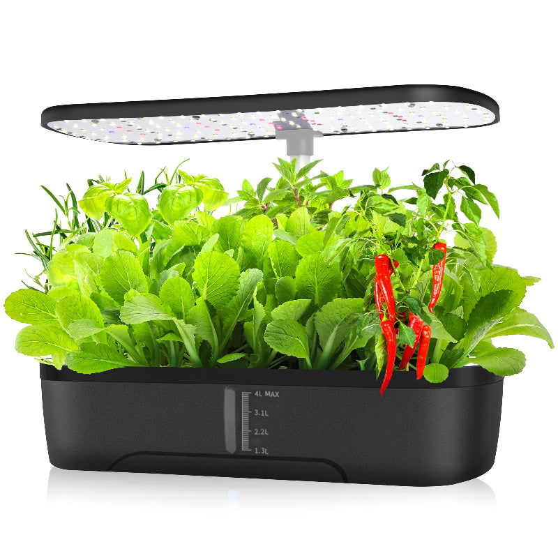 12-Pod Hydroponics Growing System – Indoor Herb Garden Kit with Adjustable Height, Automatic Timer & 20W LED Grow Light