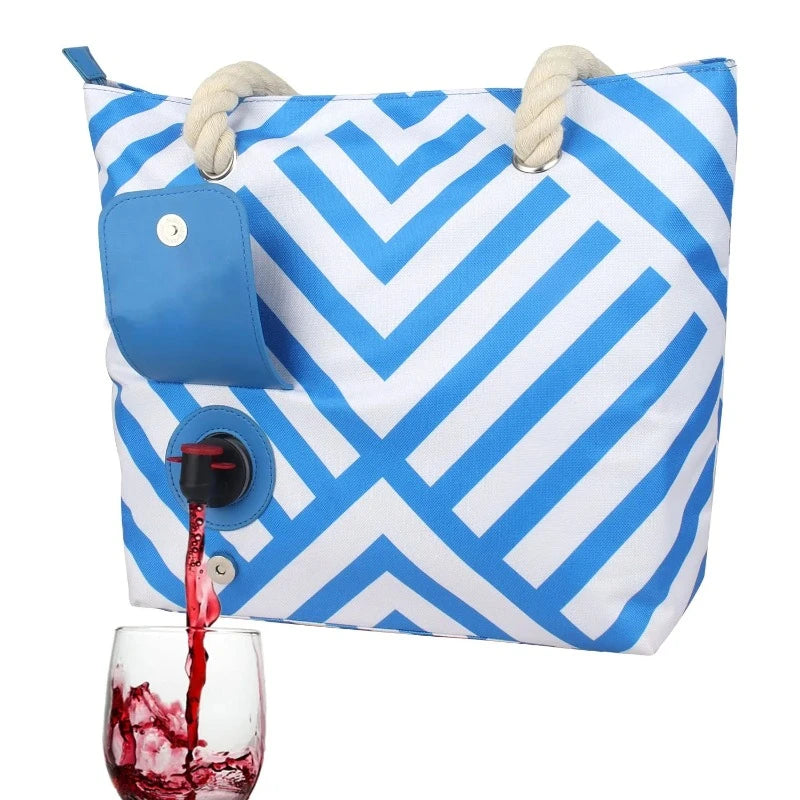 Insulated Wine Tote Bag with Hidden Dispenser – Portable Wine Purse Handbag for Beach, Travel & Picnics | Includes Wine Bladder