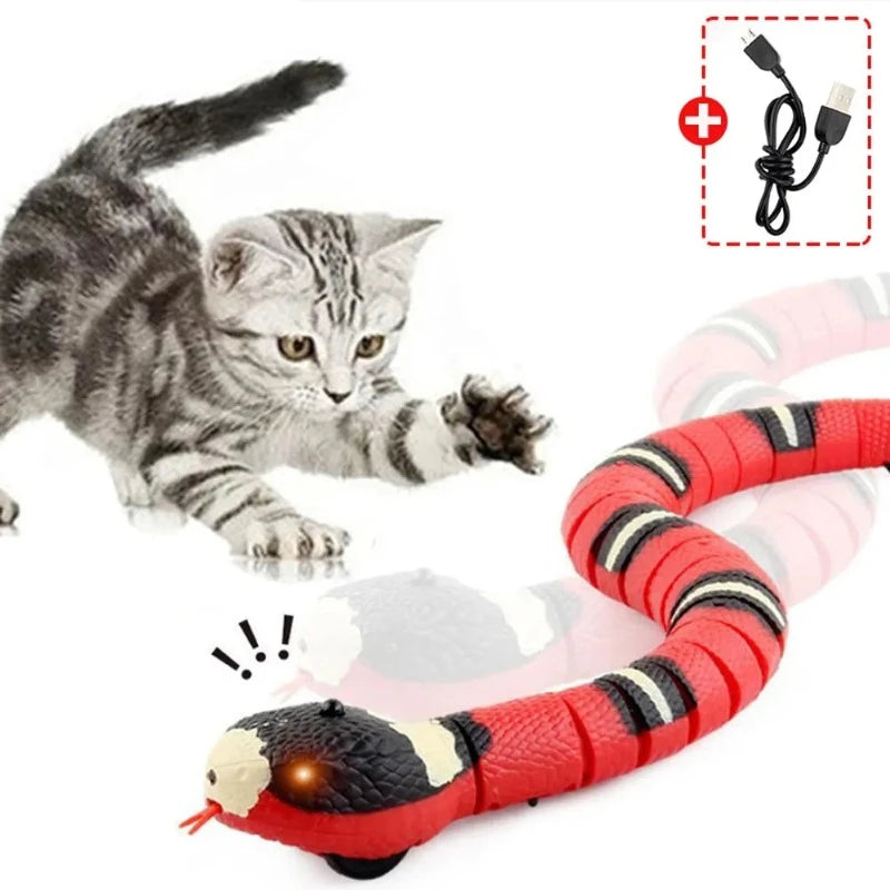 Smart Sensing Snake Cat Toy – USB Rechargeable Interactive Teaser for Indoor Cats & Kittens