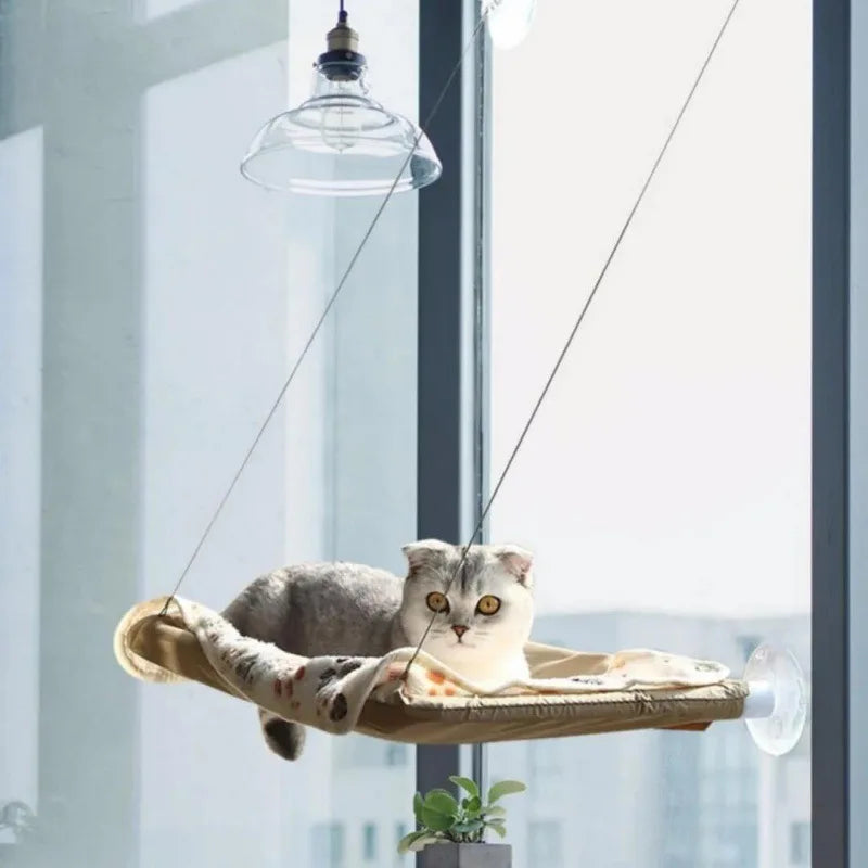 Window-Mounted Cat Hammock Bed – Removable Suction Cup Climbing Perch for Indoor Cats, Easy to Clean Hanging Kitten Lounger