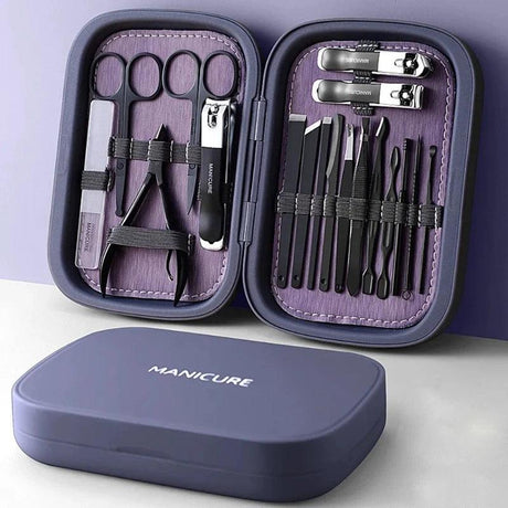 High Quality 18 IN 1 Professional Stainless Steel Nail Clipper Travel Grooming Kit Manicure & Pedicure Set Personal Care Tools - novelvine