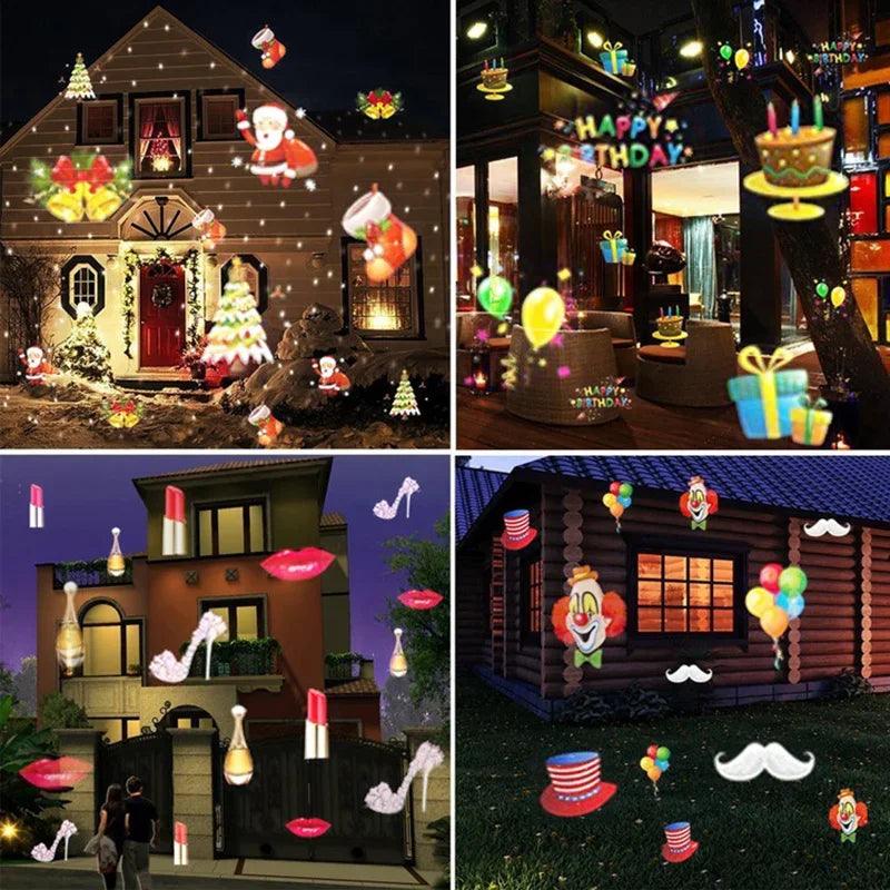 Christmas Party Lights Snowflake Laser Projector Led Stage Light Rotating Xmas Pattern Outdoor Holiday Lighting Garden Decor - novelvine